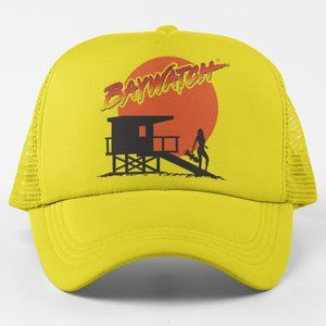 NEW Baywatch Retro TV Show Logo Foam Trucker Mesh Snapback Hat YELLOW
